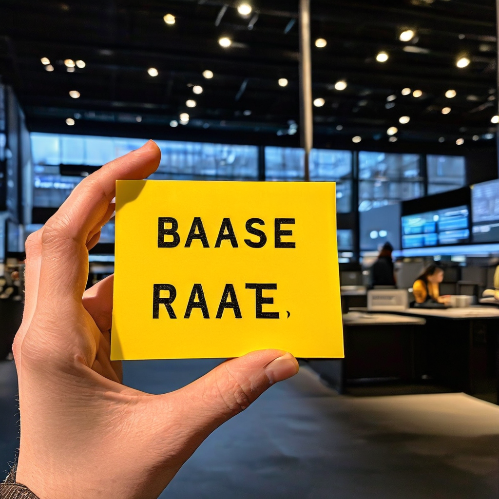 한 사람이 손에 든 선명한 일화에만 매달린 채 거대한 경고 표지판을 무시하는 모습이다.