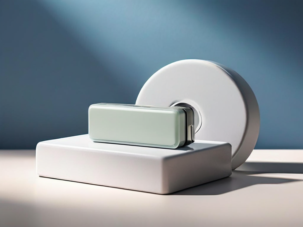 Portable storage drive and stacked blank data blocks on a stone counter